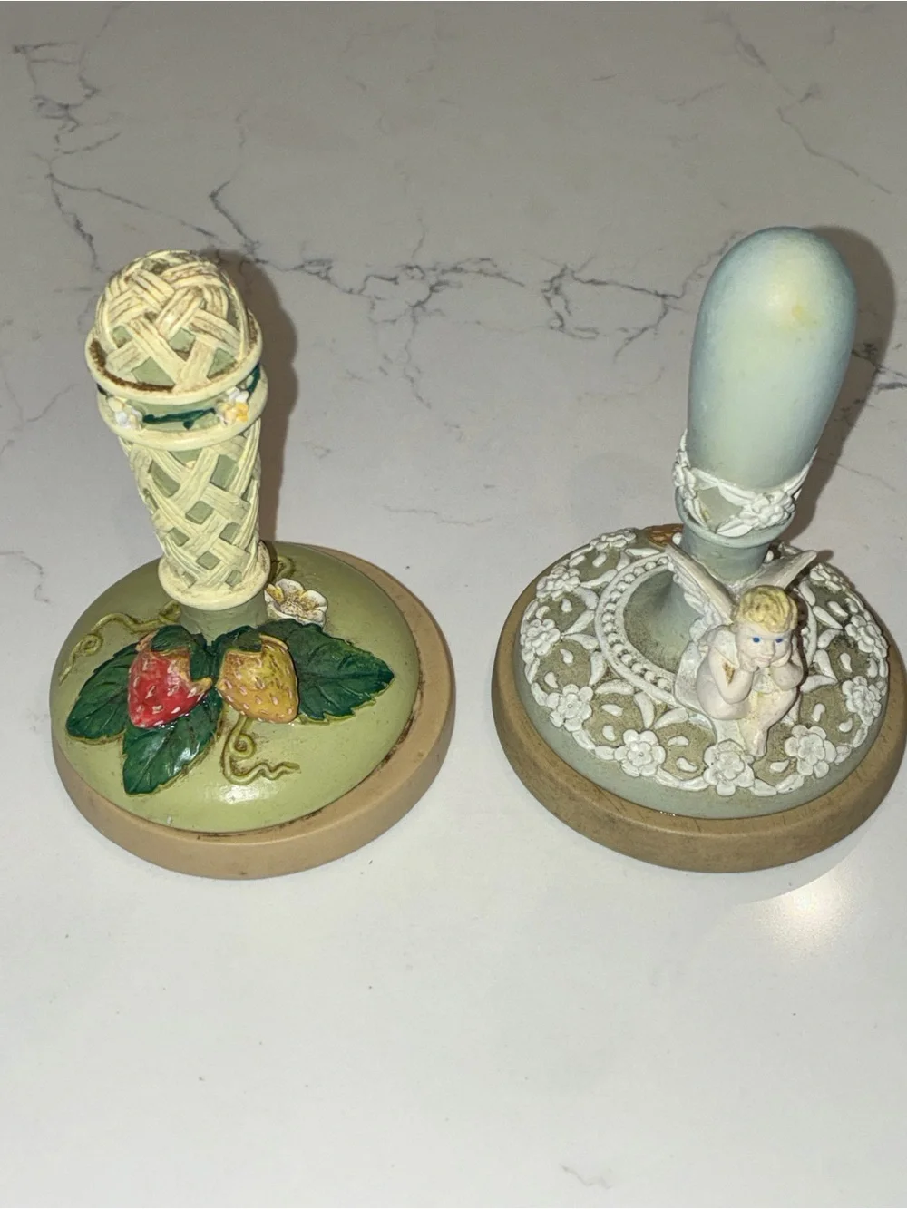 Vintage 1995 & 1996 Brown Bag Cookie Art Stamps Set of 2 - Strawberries & Cupid